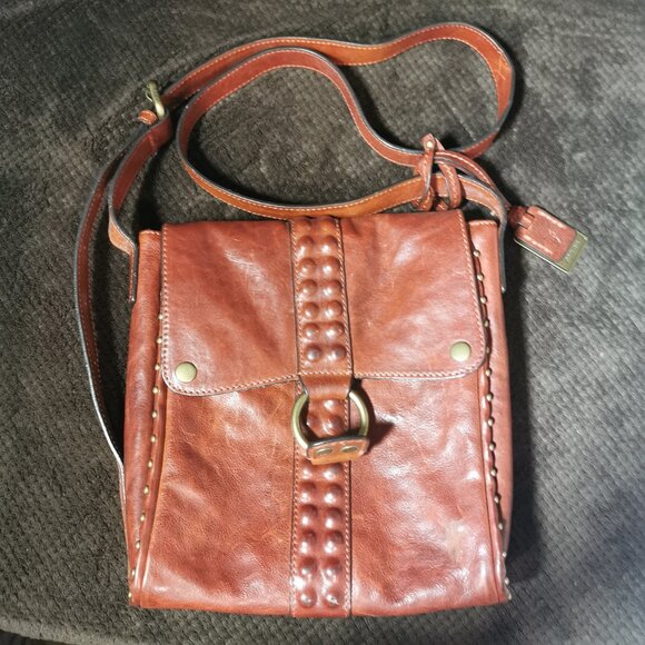 Whiskey/Antique Gold Studded Roxanne Crossbody #249 - Picture 11 of 16